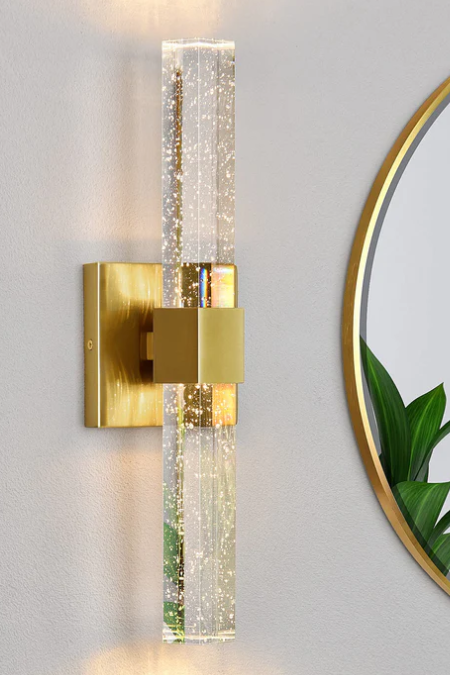 Epinl Bathroom Sconce Wall Lighting - Modern Gold Wall Sconce Crystal Wall Light 3000K LED Wall Mount Light Vertical and Horizontal Bathroom Vanity Light Fixture for Living Room Bedroom