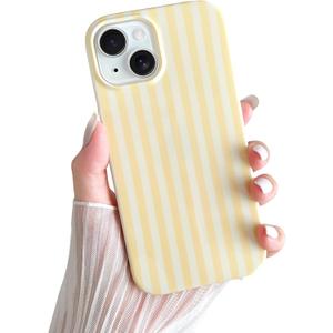 Yeddabox for iPhone 15 Case Cute Striped Phone Case Soft TPU Slim Shockproof Phone Cover for Women Girls, Yellow