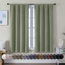 Simplebrand Ava Sage Green Blackout Curtains for Bedroom 63 Inch Length 2 Panels Set, Solid Thermal Insulated Energy Saving Rod Pocket Window Treatment Curtains Blackout Drapes, W40 x L63 Inch, Sage