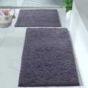 2 Piece Bathroom Rug Set - Premium Plush Bath Mat Shower Rugs, 1" Chenille Microfiber, Non-Slip & Absorbent, Soft & Cozy, Durable Stylish  19"x32", 19"x20"