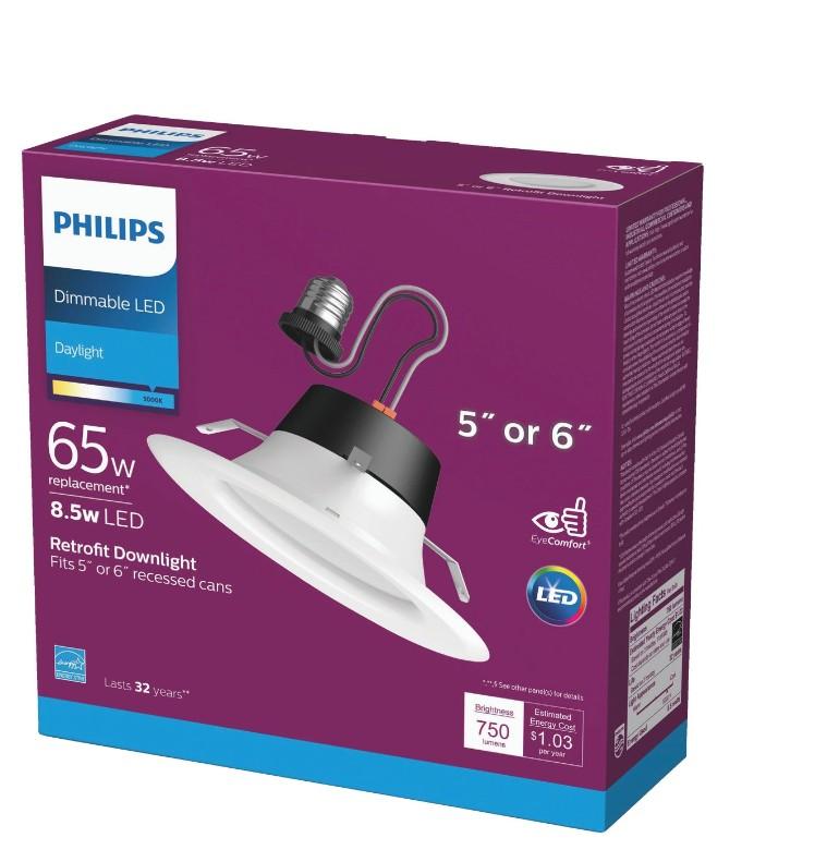 Phillps 8.5 Watt 65W replacement Retrofit Downlight