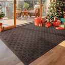 Mibao Front Door Mat Indoor Outdoor Entrance, Dirt Trapping Waterproof All-Season, All-Weather Doormat, Non-Slip Durable Natural Rubber Low Profile Easy Clean Patio Entrance Mat, 61.5" x 36", Coffee