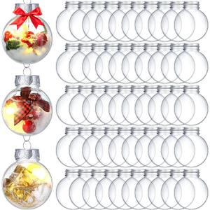 Soaoo 100 Pcs Christmas Ornament Balls 1.96'' Clear Plastic Fillable Ball DIY Xmas Tree Hanging Bulbs Set Decorations for Christmas Holiday Wedding Party Craft
