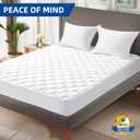MEELUS Padded Queen Mattress Protector, Breathable Waterproof Mattress Pad Cover Fitted Deep Pocket 8"-21", Soft Noiseless Mattress Cover Washable Cooling for Home Hotel Bedroom, White