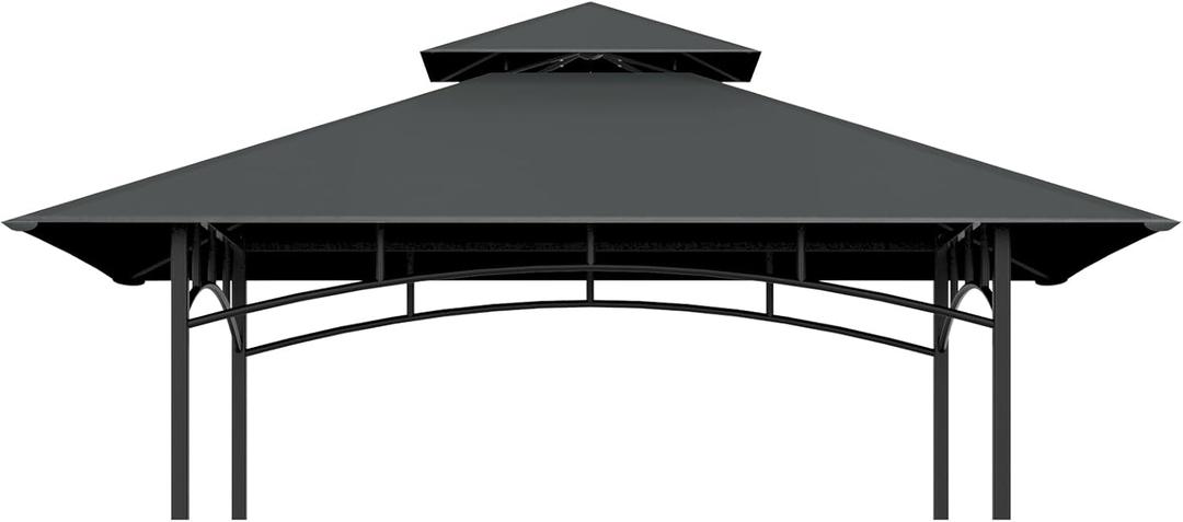 Grill Gazebo Replacement Top, 5 * 8 Outdoor BBQ Top Cover, Double Layer BBQ Gazebo Top Canopy for Model #L-GG001PST-F(Dark Gray)