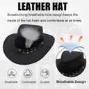 Brown Leather Cowboy Western Hat for Men and Woman Felt Studded Steampunk Hat Deadman Top Hat for Halloween (Black, XL)