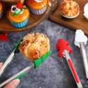 Amosfun 3pcs Christmas Food Tongs with Silicone Tips Stainless Steel Cooking Utensils for Buffet Bbq Salad Meat Serving Comfortable to Clean