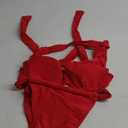 Women Sexy Underwire 2 Piece Bikini Sets Lace Up Swimsuit Ruched Cross Back Brazilian High Cut Thong Bathing Suit (Large, Red Thong Bikini Set)