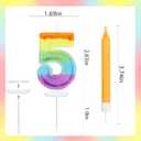 Rainbow 5th Number Candle for Cake, 13 Pcs Birthday Candles Set, Pastel Rainbow Cake Topper Birthday Party Decorations (Number 5)