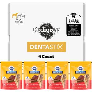 PEDIGREE DENTASTIX Large Dog Dental Treats Beef Flavor Dental Bones, 62.4 oz. Multipack (72 Treats)