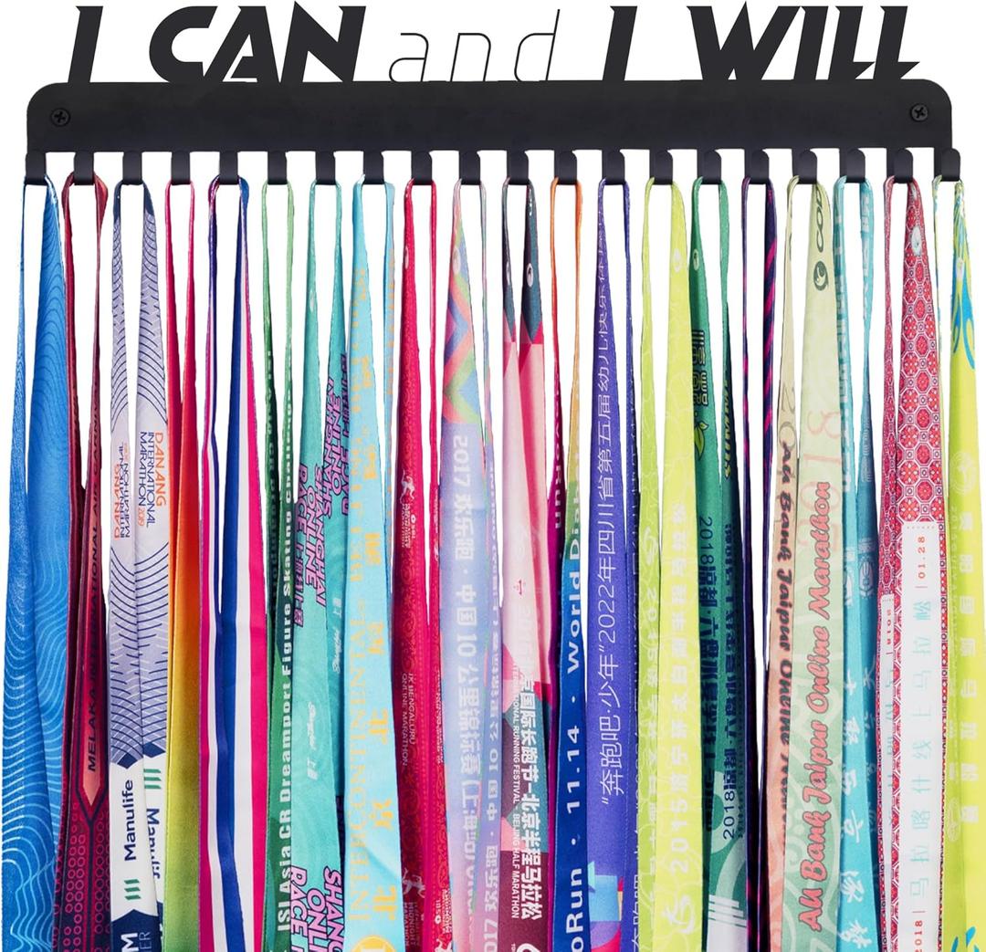Goutoports Medal Holder Display Hanger - She Believed She Could She Did - Personalized Medal Wall Hanger for Sport Race Runner Sturdy Black Steel Metal Over 60 Medals Easy to Install