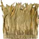 Gold Rooster Feather Trim 8-10inch 2.15Yards Large Rooster Tail Feathers Fringe Trim for DIY Sewing Craft Party Clothing,Cape Shawl,Wings,Halloween,Wedding Decoration