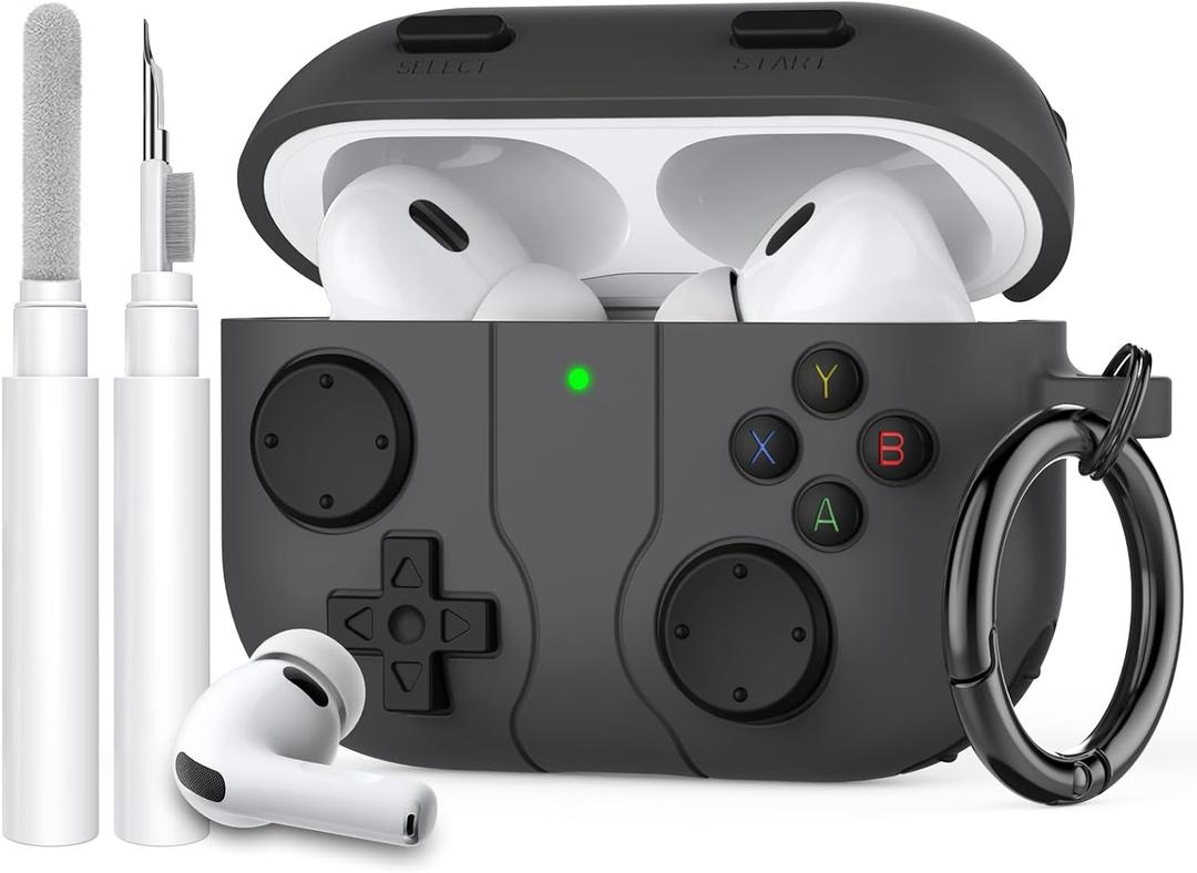 AhaStyle AirPods Pro 3 Case Cover with Cleaning Kit Retro Handheld Game Console Design for AirPods Pro 3rd Generation Case Soft Silicone Protective Cover Skin for Apple AirPods Pro 3rd Gen 2025 (Gray)