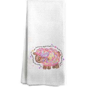 Christian Sheep Kitchen Towels, Christian Cross Drying Cloth Tea Towels for Bathroom Kitchen, Easter Decorative Dish 16x24 Inches
