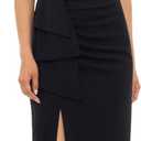 Xscape Women's Long Off The Shoulder Scuba Crepe Slit Dress (6 Petite, Black)