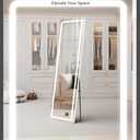 Koonmi LED Full Length Mirror, 56"x20" Full Length Mirror with Lights, Lighted Floor Mirrors with Stand, Full Body Mirrors with Dimming & 3 Color Lightingfor Living Room Cloakroom, White