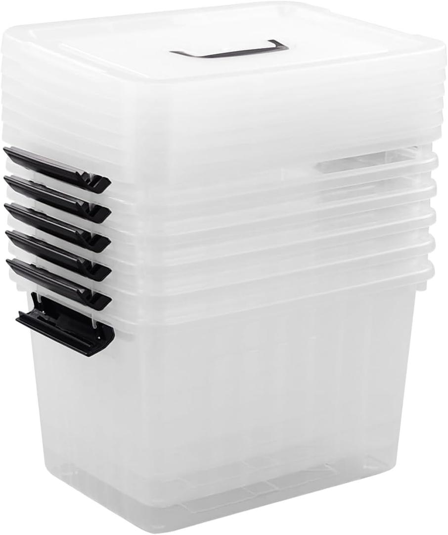 Cand 12 Quart Plastic Latching Box, Clear Storage Bin with Lid, 6 Packs