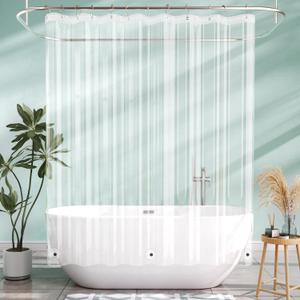 AmazerBath Camper Shower Curtain Liner, 72x65 Clear Shower Curtain Liner, Waterproof Plastic Shower Liner, Lightweight PEVA Shower Curtain for Bathroom with 3 Magnets and 12 Rustproof Metal Grommets