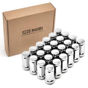 24-Piece Set M14 x 1.5 Wheel Hub Nuts, 1.8-inch (45mm) Closed One-Piece Tapered Seat, Chrome-Plated Finish, 3/4-inch Hex (for Automotive Wheel Hubs with M14x1.5 Threads)