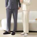 COFACE Mens Cozy Memory Foam Scuff Slippers Casual Slip On Warm House Shoes Indoor/Outdoor Sandal Slippers With Arch Support Rubber Sole Size 7-15 (Beige)