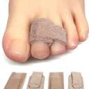 ZenToes Hammer Toe Corrector for Women & Men - Reusable Fabric Buddy Wraps for Broken Toes - Cushioned Toe Splint for Protection & Recovery & Hammertoe Straightener - 4 Count (OSFM, Beige) (Original Support Beige)