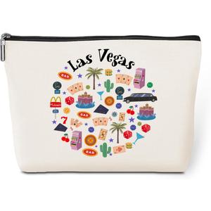 2 x Las Vegas Lovers Gift Makeup Bag Cosmetic Bag, Travel Gift Girls Trip Gifts Favors, Las Vegas Souvenir Merch Friendship Gifts for Women Girls Lovers Traveler Sister Birthday Christmas