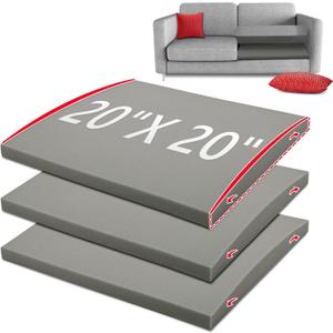 HAVARGO Couch Cushion Support for Sagging Seat 20X20X2 Inches Couch Supports for Sagging Cushions, High Density Foam Sofa Cushion Support with Anti Slip Mesh Fabric Light Grey Set of 3