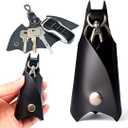 CAILLU KeyChain Leather Bat Shape for men gifts and women Car key fob case,Leather fashion pop keys ring cover holder