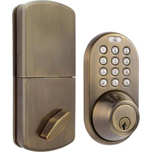 MiLocks DF-02AQ Electronic Keyless Entry Touchpad Deadbolt Door Lock, Antique Brass