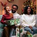 2 x Febbleshow Green Monster Christmas Wrapping Paper for Kids - Funny Holiday Gift Wrap with Snow Globes, Santa Hats & Christmas Trees - 4 Jumbo Sheets, 28" x 40" Each (32 sq. ft ttl), Easy to Store