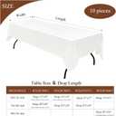 10Pack White Table Cloths for 8 Foot Rectangle Tables 60 x 126 Inch, 8FT White Tablecloth Rectangle Bulk Linen Polyester Fabric Washable Cloth Cover for Wedding Reception Banquet Birthday Party