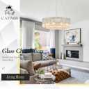 Modern 24 Chrome Chandeliers 10-Light Crystal Glass Round Chandelier Luxury Drum Ceiling Pendant Light Fixtures 2 Tiers Hanging Lighting for Dining Room Foyer Living Room Bedroom