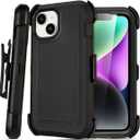 for Black iPhone 14 Case with Belt Clip, Shockproof Heavy Duty Rugged,3 Layers of Sturdy,Anti-Drop,Military-Grade Defender Cover for iPhone 14 Case Black