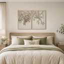 Framed Neutral Vintage Wall Decor Farmhouse Style Tree Sketch Canvas Painting Rustic Botanical Oil Painting Bedroom Bathroom Farmhouse Decoration 16x24 inch 2-Piece Set Can Be Directly Hanged