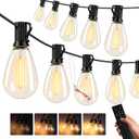 50FT Outdoor String Lights, 15m Waterproof Remote LED Patio Lights with 19+1 S11 Bulbs 10FT Extension Cable, Dimmable Outside Hanging Lights for House, Porch,Yard,Garden,Bistro, Gazebo lighting