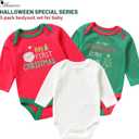 Unisex Baby Bodysuits Multipacks  Super Soft Cotton One-Piece Undershirt for Newborns and Infants (0-24 Months) (6-9 Months, Santa Claus + Christmas Tree)