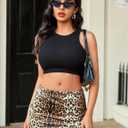 Avidlove Women Mini Skort Skirts Pencil Bodycon Short Skirts Y2k Leopard Print Skorts with Shorts Underneath (Large)