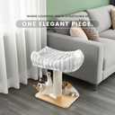 Modern Scratching Post for Indoor Cats - 15 High Cat Scratching Post with Bed Breeds - 15.7 x 11.6 Removable & Washable Cushion (Natural Wood Post with White Bed)