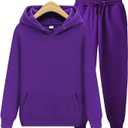 CHAIRAY Women's Hoodie Tracksuit Sweatsuits for Mens Set 2 Piece Hooded Sweatshirts and Sweatpant Sets Jogger Sweatsuit (Purple)