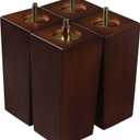 Couch Legs for Furniture Set of 4, Pyramid Square Wooden Furniture Legs 6 Inch, Mid Century Modern Brown Color Sofa Legs Replacement for Ottoman, Chair, Dresser, Coffee Table, Armchair, Settee