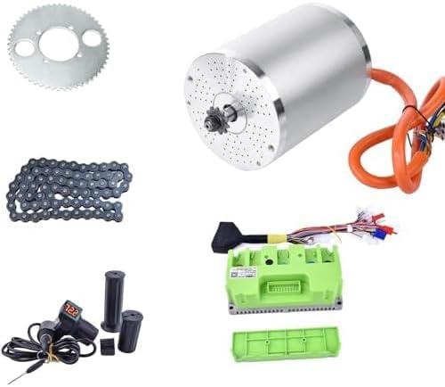 72V 3000W Brushless Motor Kit Max 6700RPM Temperature Sensing Electric DC 72V Motor with 80A Sine Wave Controller for Go Kart Electric Scooter Motor (3KW no Bracket)