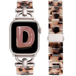 Wearlizer Resin Bands Compatible with Apple Watch Band 41mm 40mm 38mm 49mm 45mm 44mm 42mm Women, Dressy Light Waterproof D-Shape Bracelet Strap for iWatch Bands Ultra SE Series 9 8 7 6 5 4 3 2 1