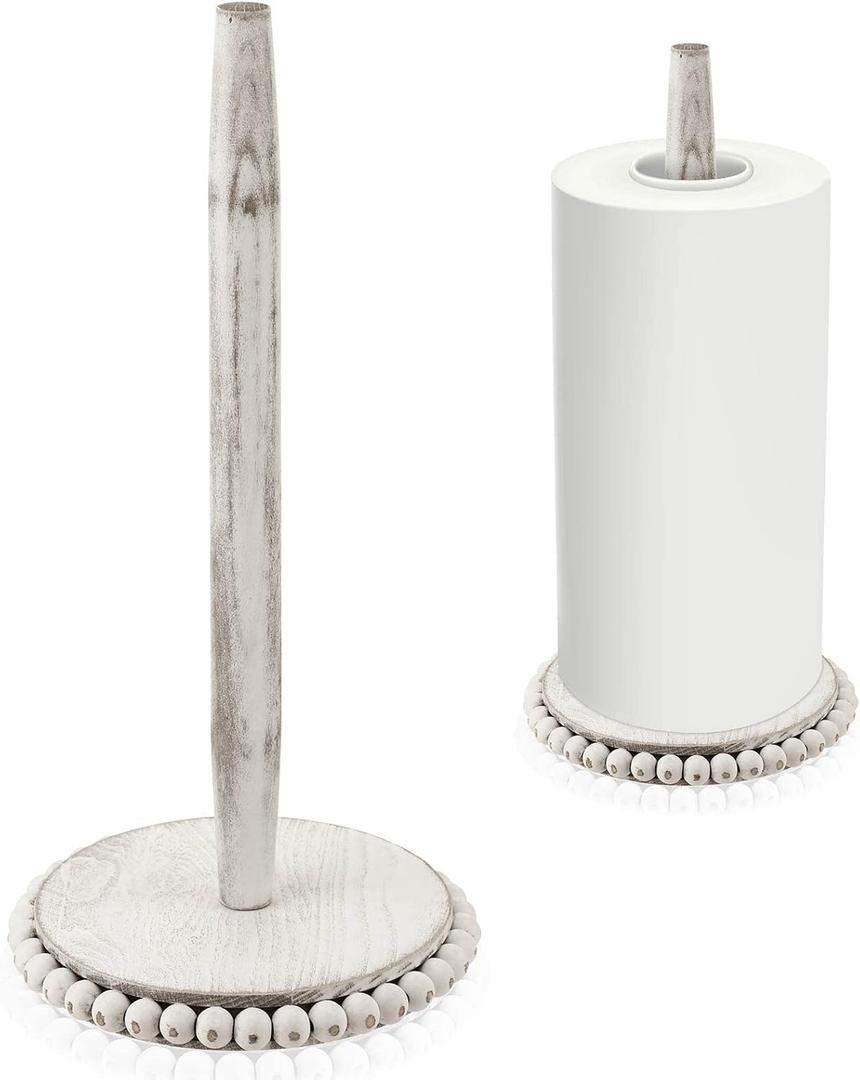 Farmhouse Paper Towel Holder Countertop White Wood Rustic Christmas Paper Towel Roll Holder Stand Organize Winter Holiday Farmhouse Christmas Table Decor Accessories for Home Kitchen Bathroom