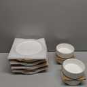 TheTerra Ceramic Dinnerware Sets for 4, 12 Pieces Porcelain Lightweight Plates and Bowls Sets, Scratch Resistant Dish Set, Oven & Microwave & Dishwasher Safe, Bright White