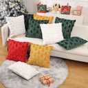 Christmas Pillow Covers 16x16 inch Set of 2,Christmas Pillows Tree Green Faux Fur Throw Pillow Covers,Winter Holiday Farmhouse Cushion Case Decoration for Sofa Couch