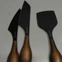 hecef Cheese Knife Set of 3, Bronze Grain Multipurpose Retro Cheese Knives, Set includes Pronged, Hard Cheese & Chisel Knife, Black