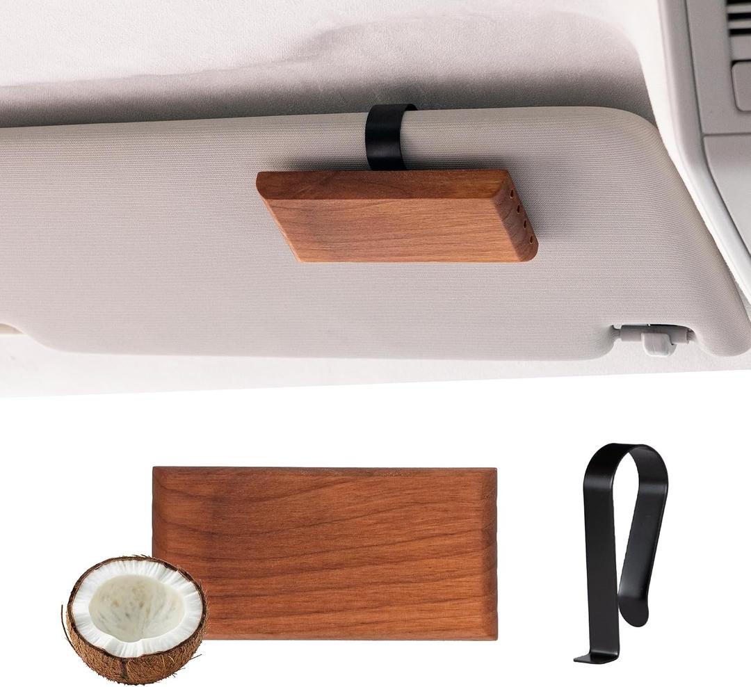 2 x Yuoyar Wood Car Scents Air Freshener Visor Clips Diffuser Odors Eliminator (coconut-scented, 1 Pack)