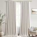100 Percent Room Darkening Curtains 102 Inches Long Back Tab Black Out Linen Drapes for Patio Door Light Blocking Full Blackout Curtains for Bedroom Elegant Window Treatments Natural Cream 52x102