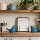 Small Blue Bird Statue Ceramic 2-Piece Set, 2 inch Cute Knick Knack for Home Office Shelf Desk Decor