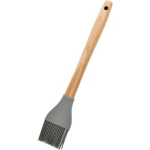 Basting Brushes Wooden Handle Barbecue Brush Silicone Oil Brush Split for Oil, Sauce, Butter(Gray) (24.7x4.2cm)
